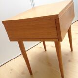 Scandinavian-style varnished wooden bedside table / vintage 60s-70s