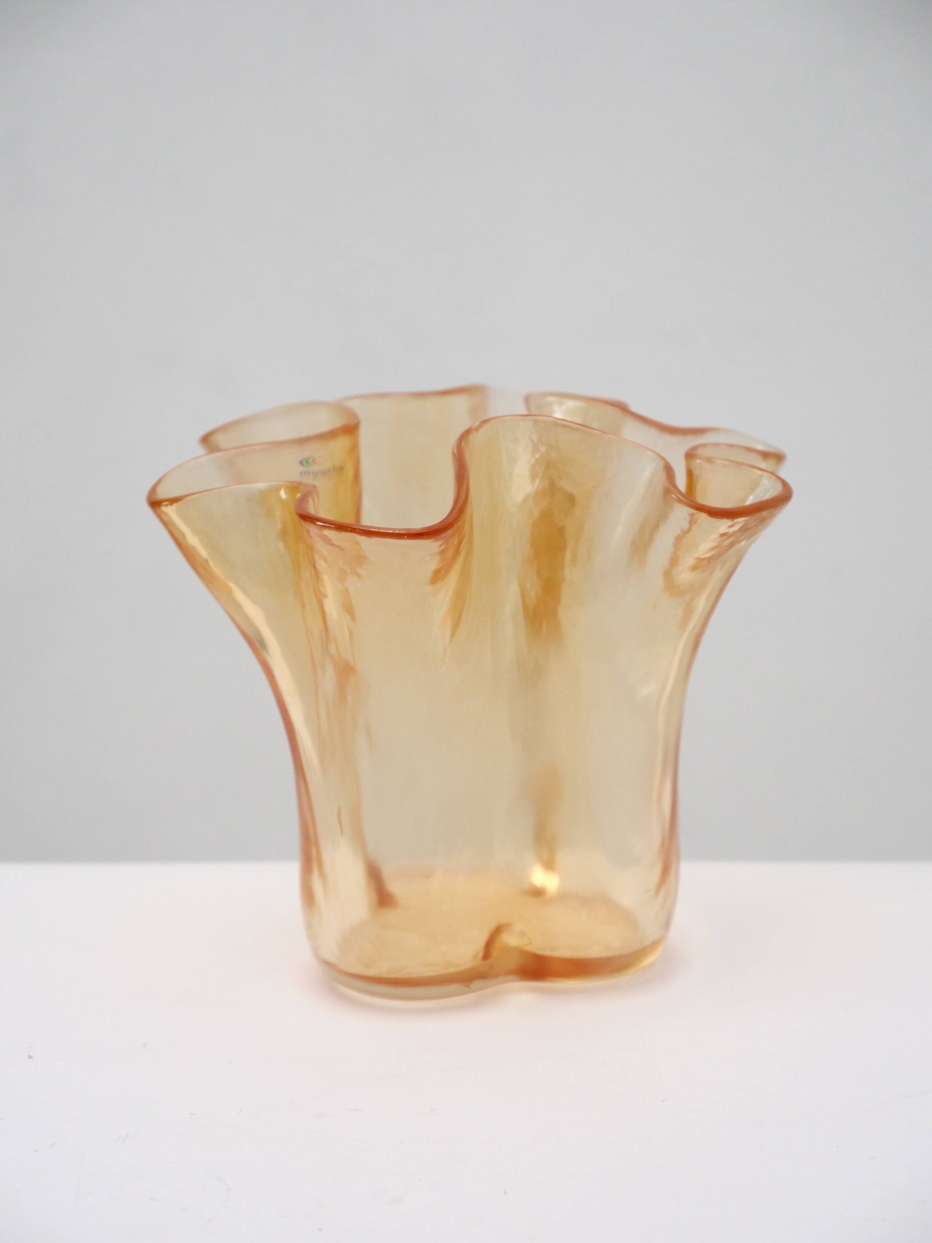 Vase mid century de Pertii Kalioninen, Muurla rose orangé, Finlande