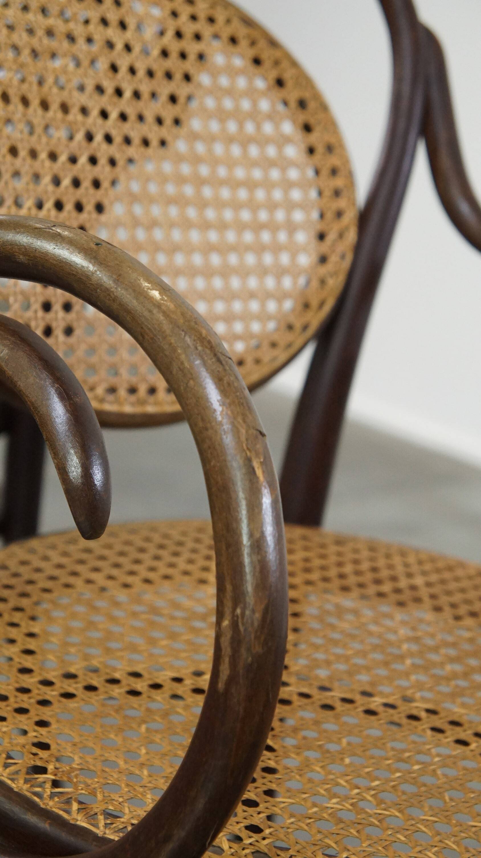 Very elegant, characterful, and graceful set of 4 Art Nouveau design bistro chairs