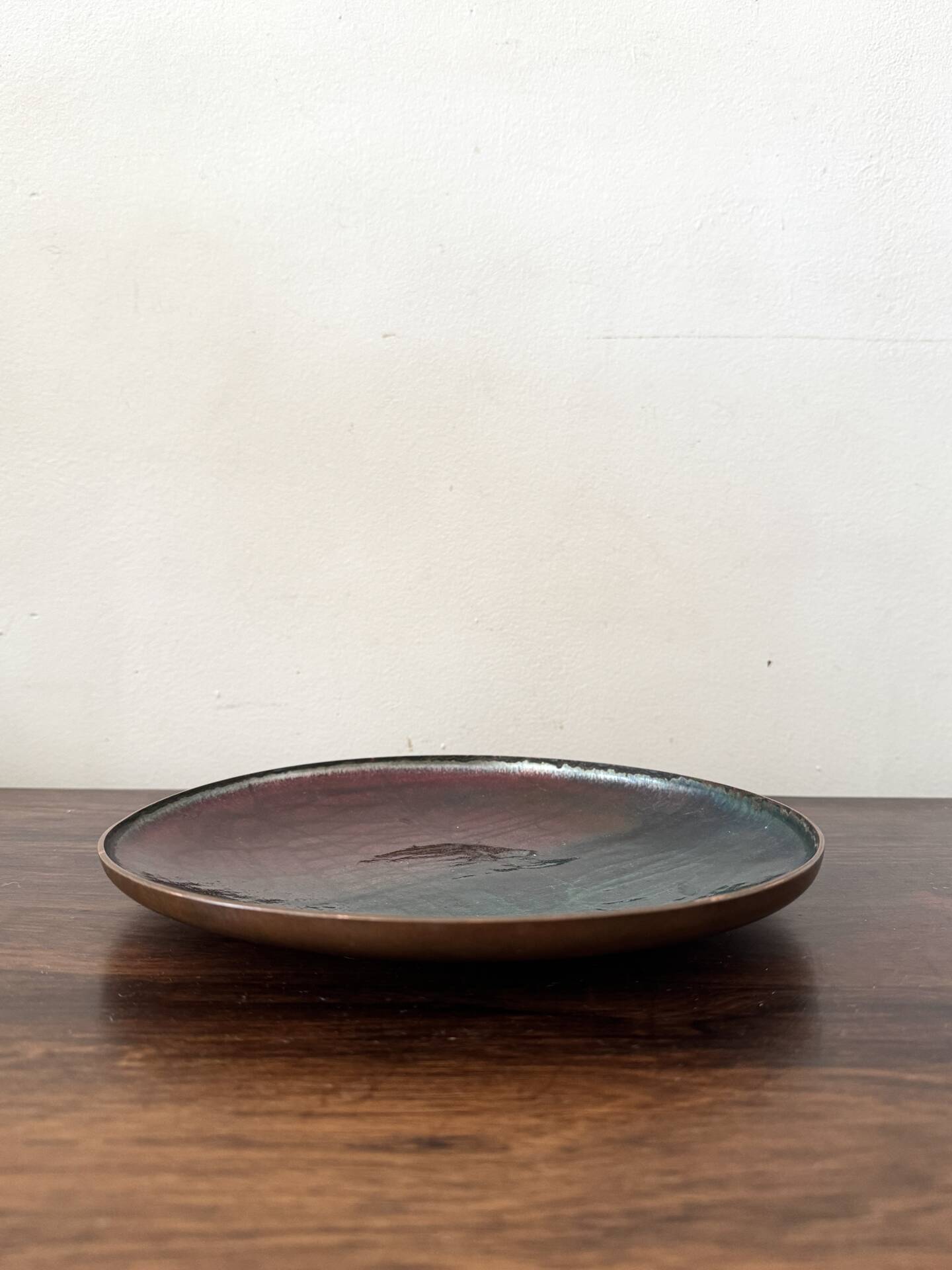 Scandinavian catchall bowl email on copper Bjørnstad Norway 1970