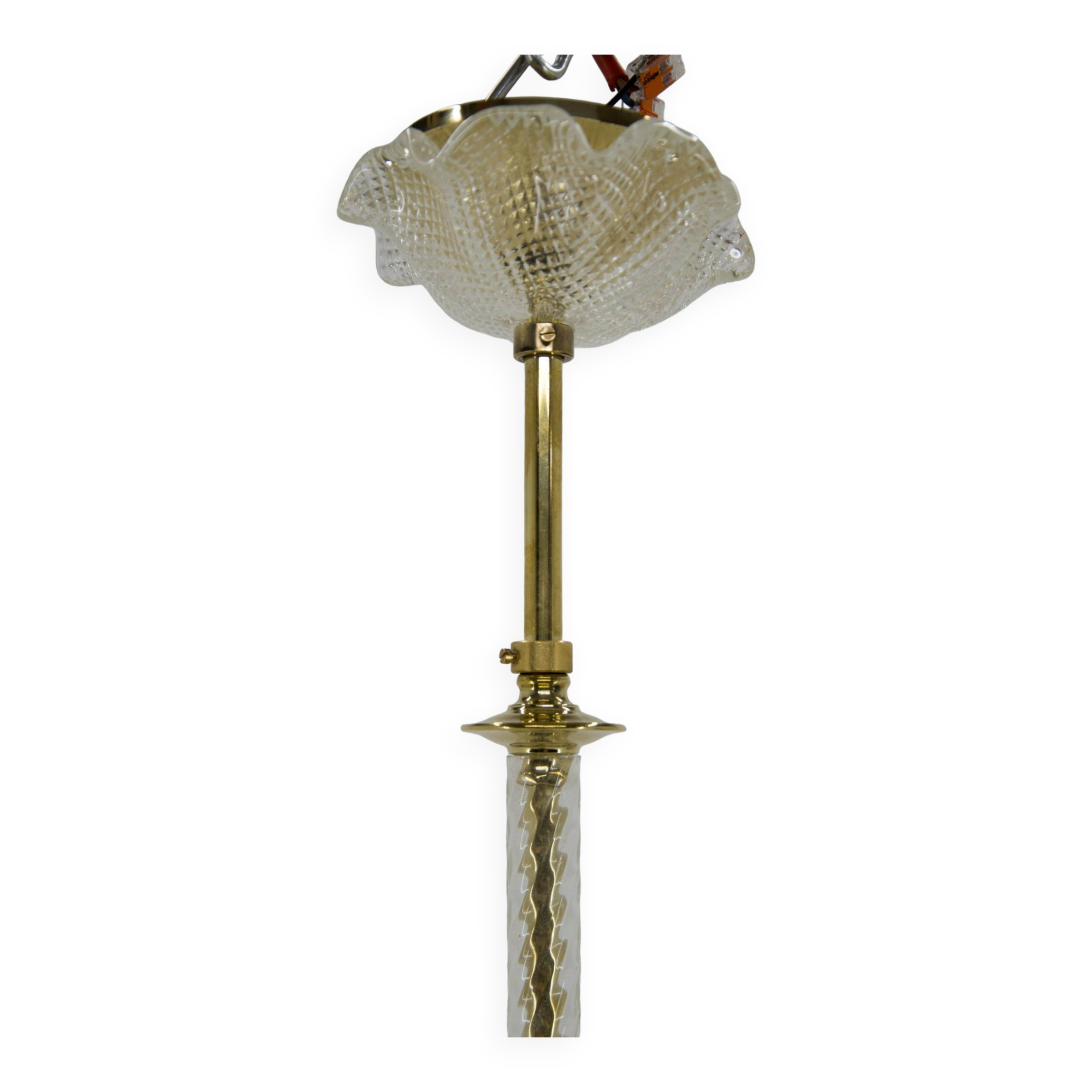 Glass and brass pendant, italy, 1970s