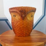 Vintage wall basket, wicker owl and bamboo