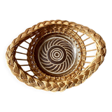 Wicker and ceramic piece signed, 1990s.