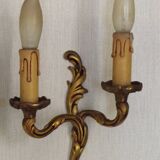 Vintage French Bronze Double Wall Sconces with Acanthus Leaf Detail 5706