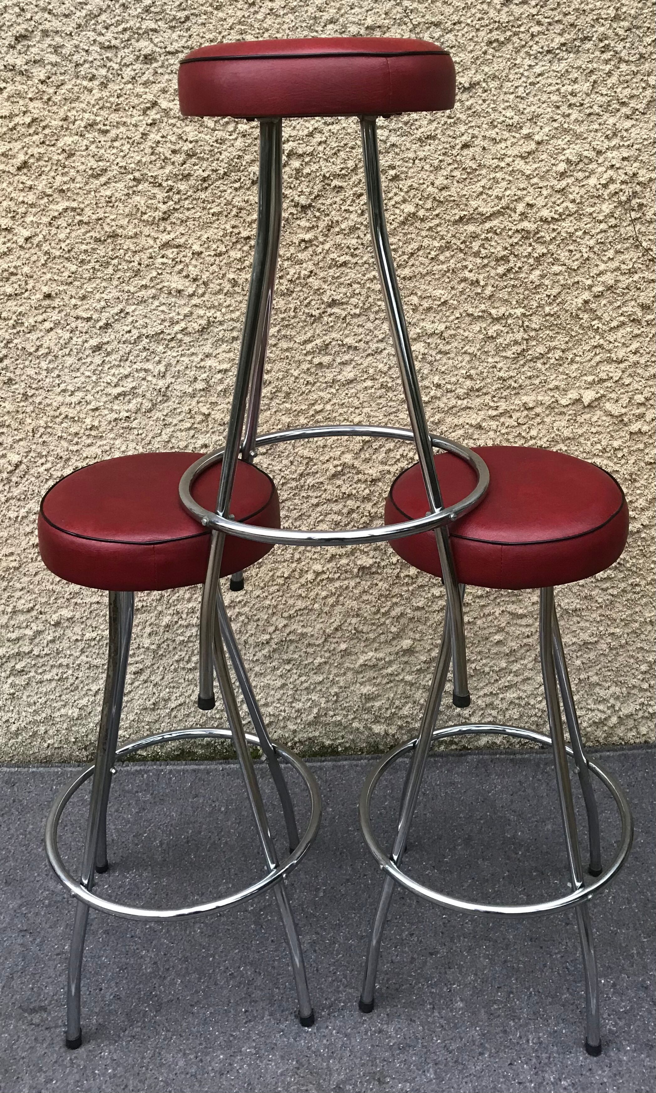 Set of 3 vintage bar stools 1960-1980