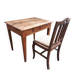 Antique walnut table and chair.