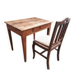 Antique walnut table and chair.