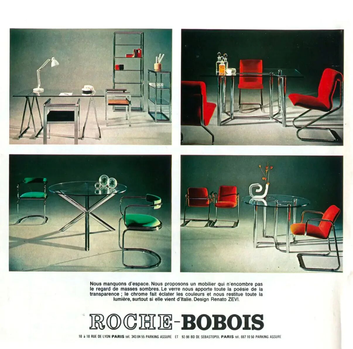 Ensemble de 5 chaises par Renato Zevi pour Roche & Bobois