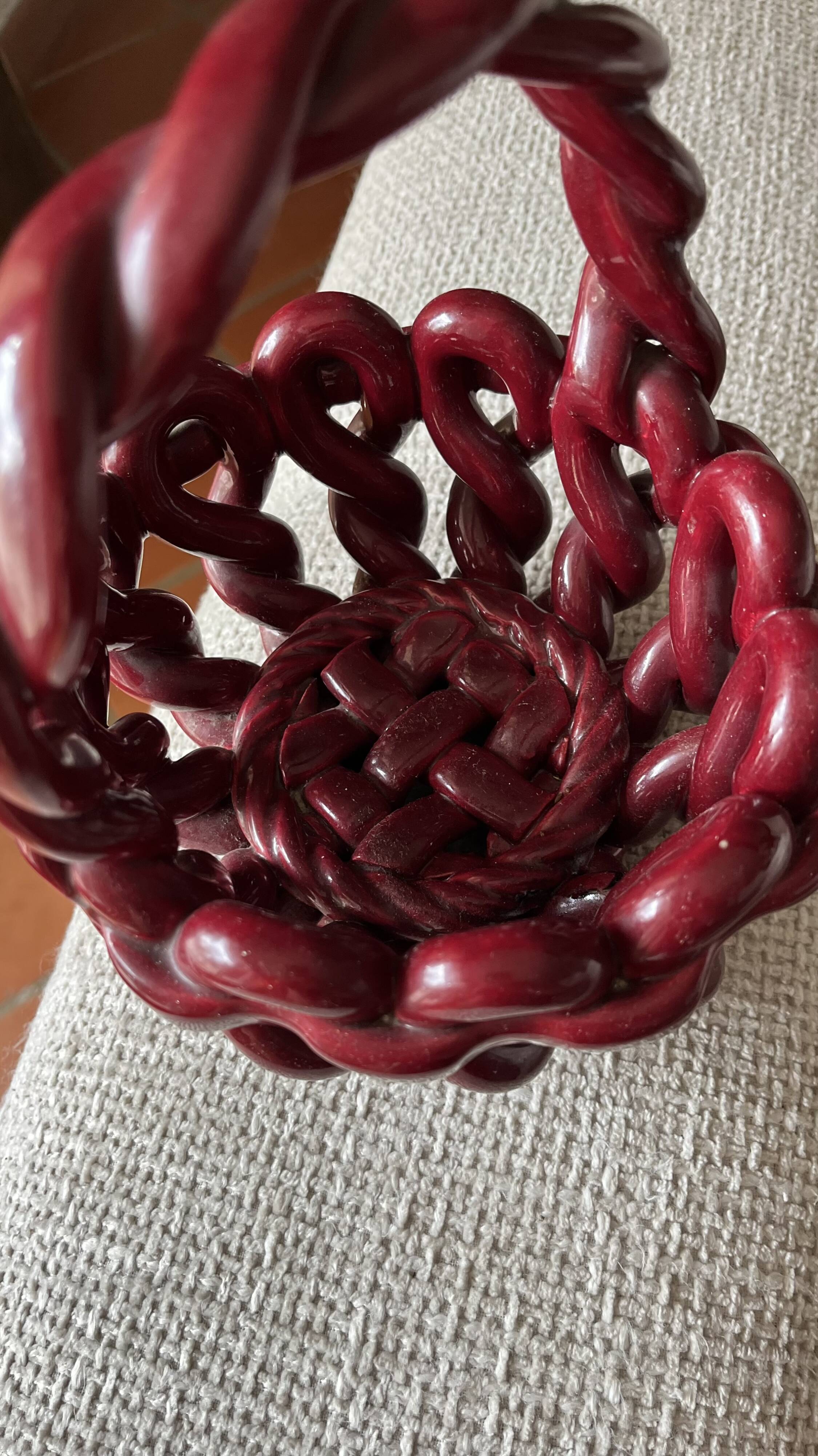 Bordeaux Woven Glazed Ceramic Fruit Basket
