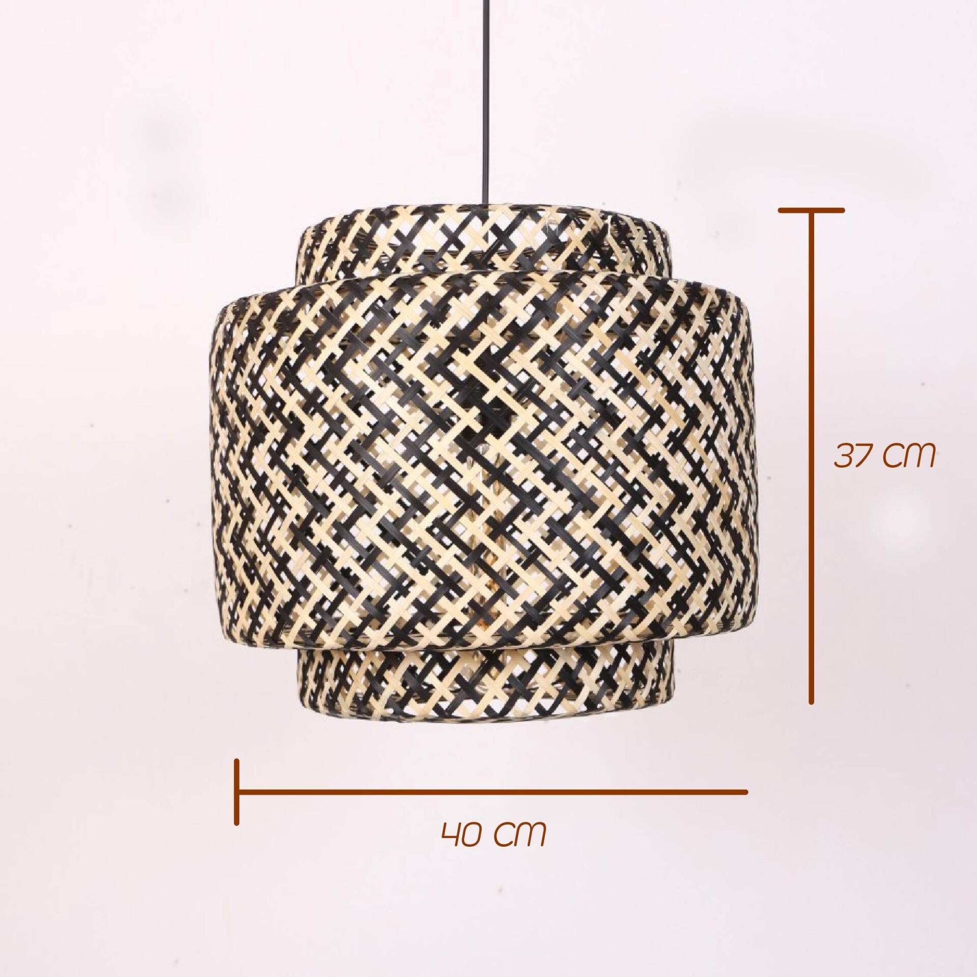 Bamboo Lighting 40 cm Black and  Natural, Bamboo Chandelier, Bamboo Lamp