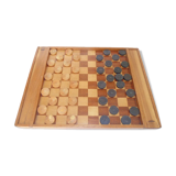 Wooden checkers and marquetry with storage