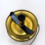 Vintage 70s Italian Table Lamp with Swirl Glass Globe and Brass Base