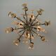 Bronze cage chandelier adorned with cut crystal pendants, 12 lights