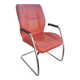 Orange leather cantilever tubular armchair