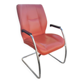 Fauteuil tubulaire cantilever cuir orange