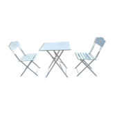 Iron Bistro Table with 2 Folding Chairs