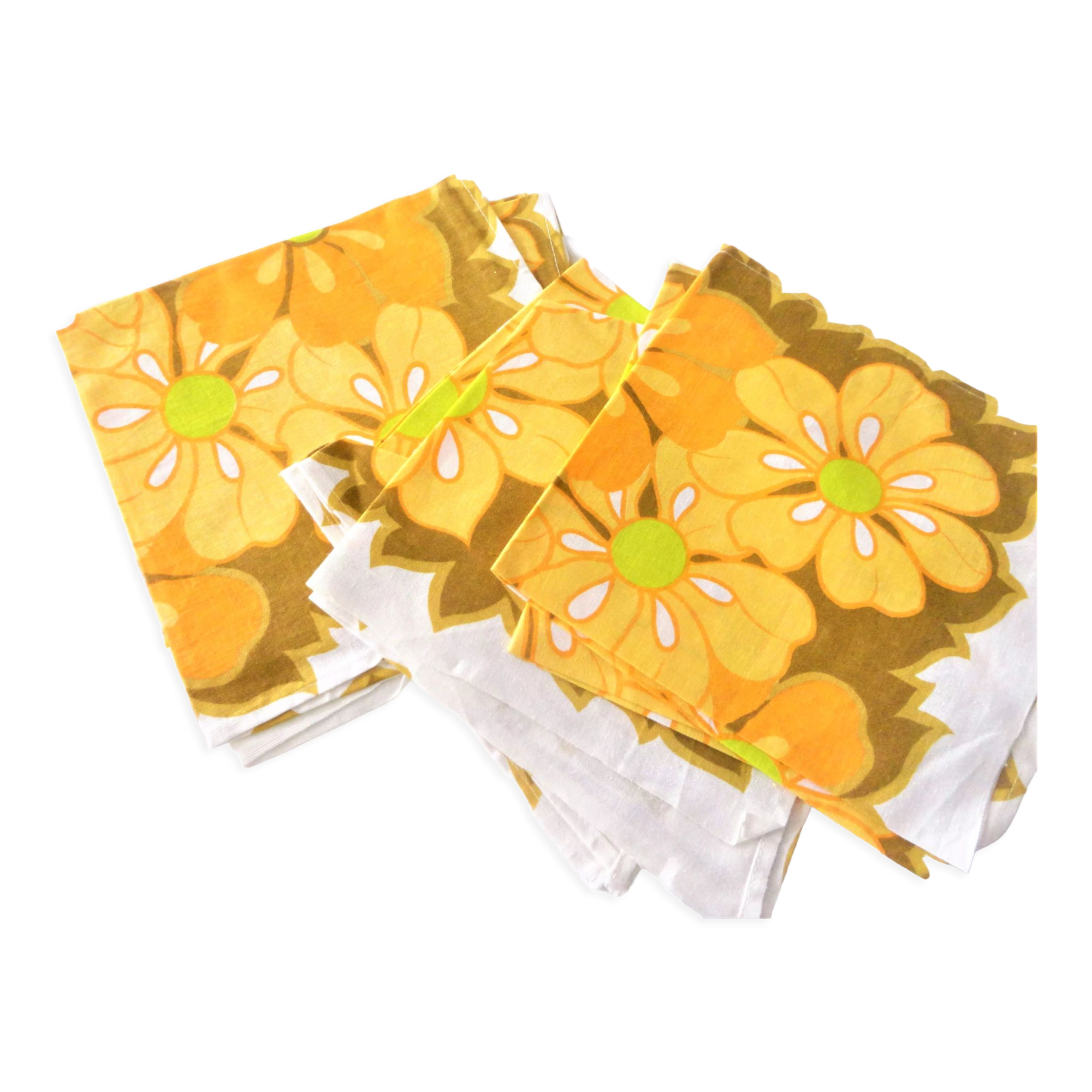 Vintage 1970s round tablecloth and napkins