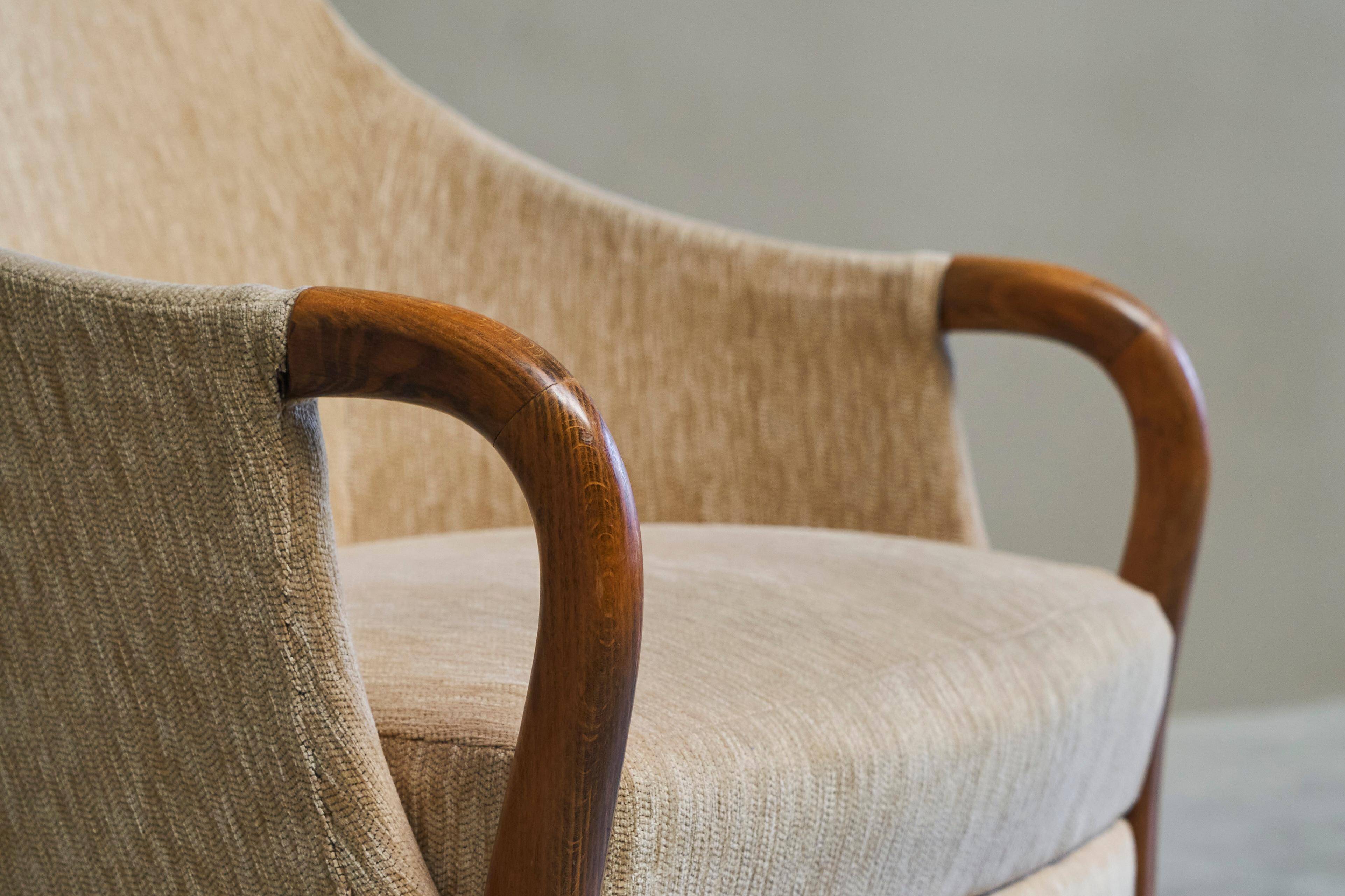 Mid-Century armchair in wool and beech, 1950s