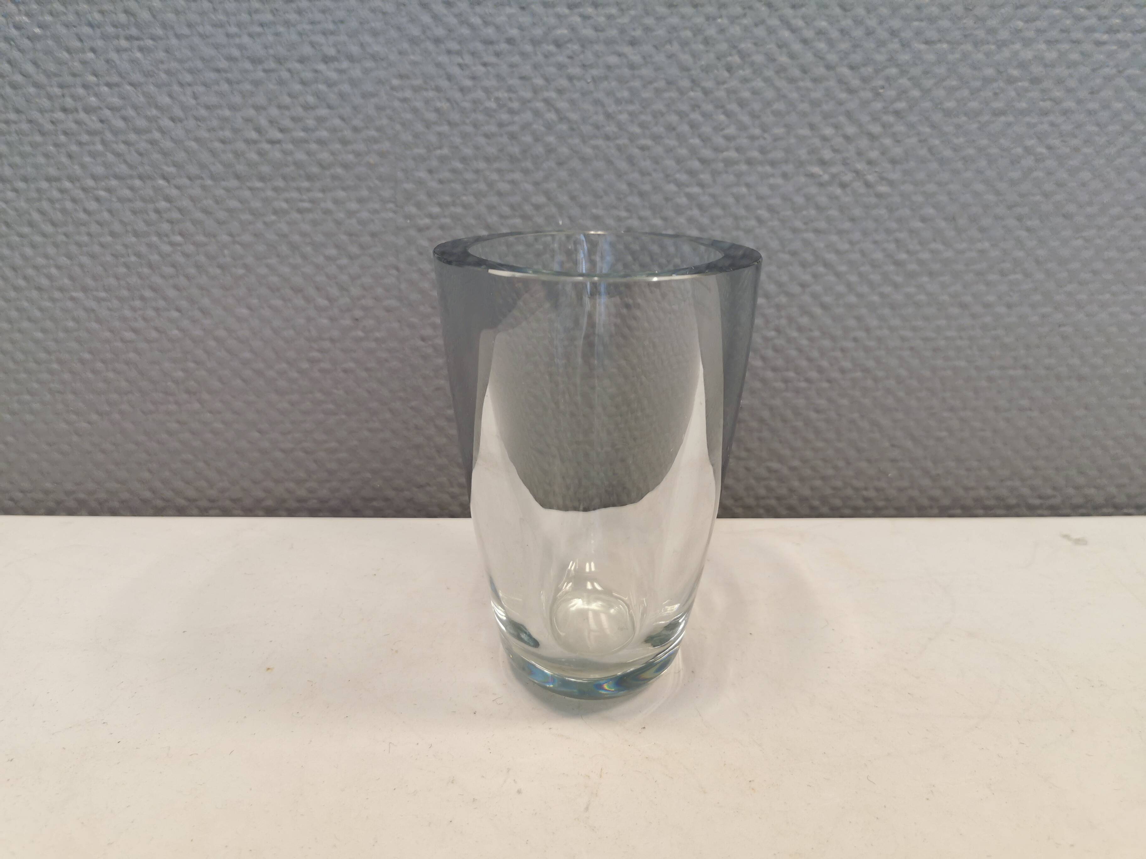 Large and heavy glass vase from Swedish Orrefors Glassworks.