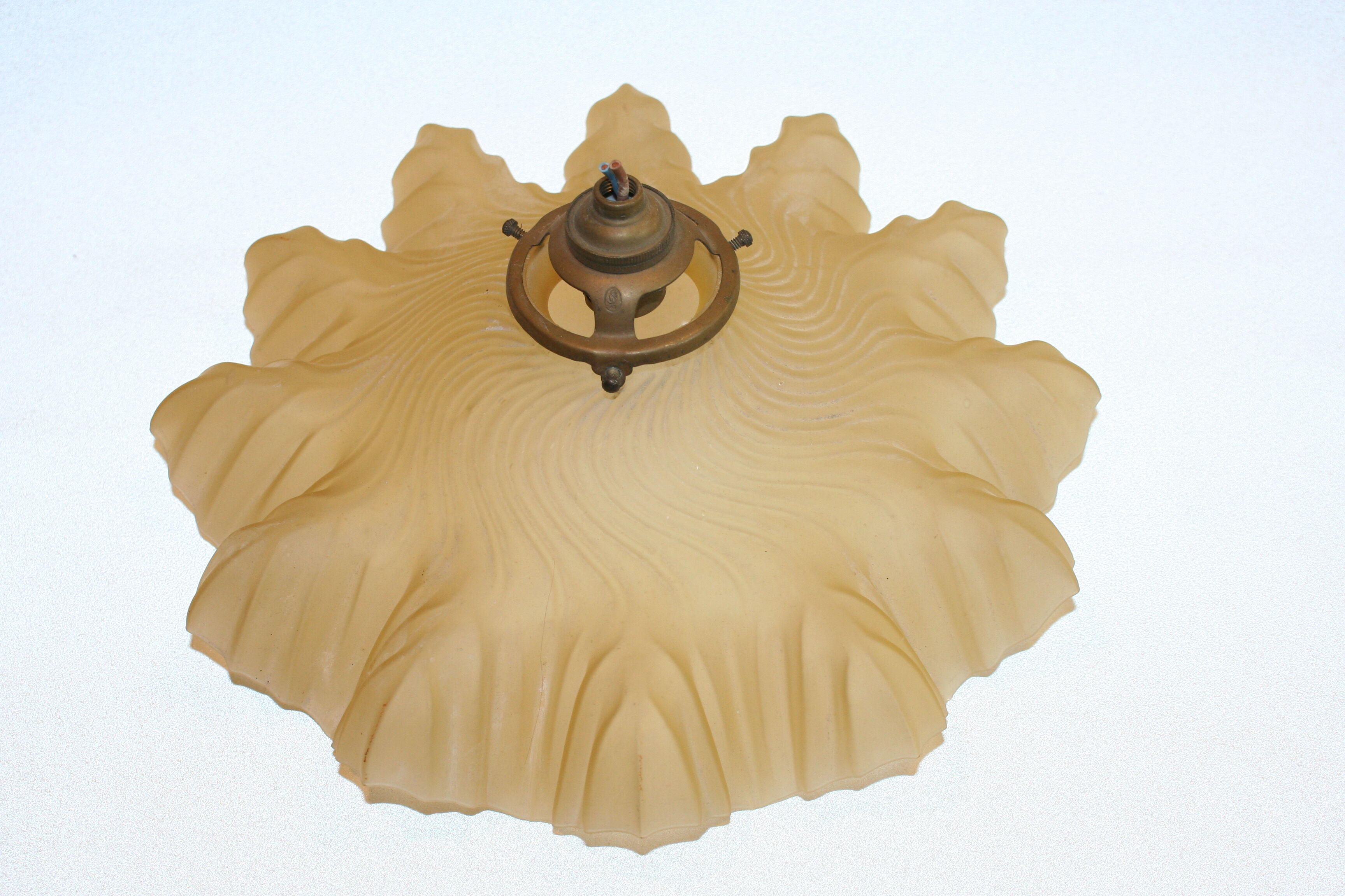 Pleated yellow glass lampshade