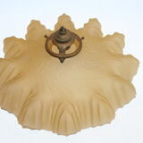 Pleated yellow glass lampshade