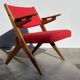 Classic Danish vintage scissor armchair by Arne Hovmand Olsen in OAK, 1960s