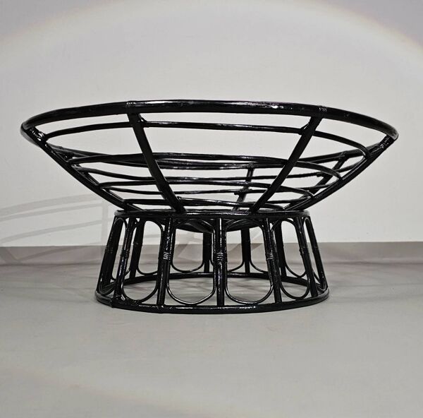 Chaise longue en rotin Papasan des années 1970