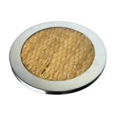 Christian Dior style lucite & rattan bottle coaster, Italy, 1970s