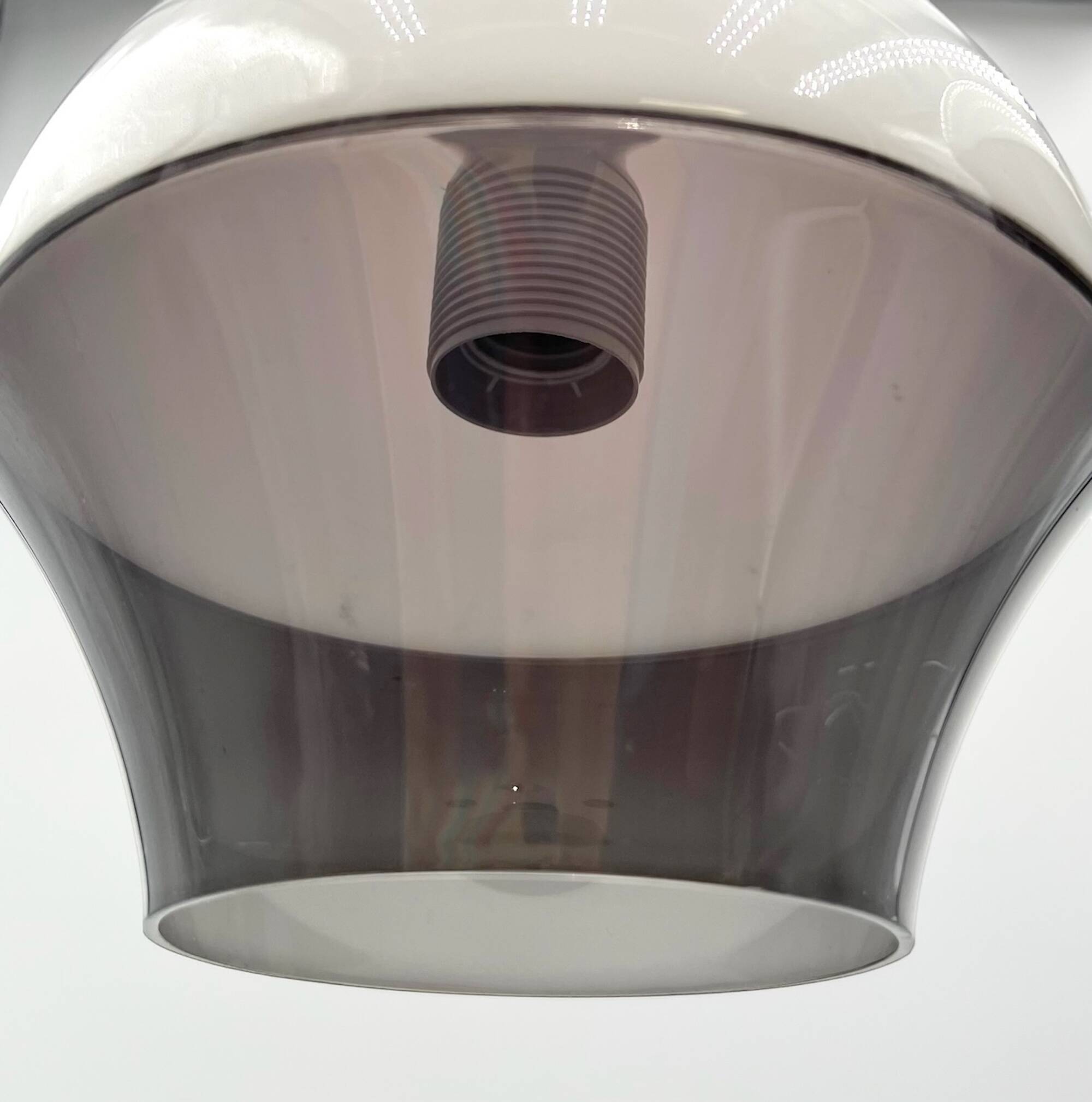 70s space age ufo lamp – vintage dual-color acrylic pendant light made in italy