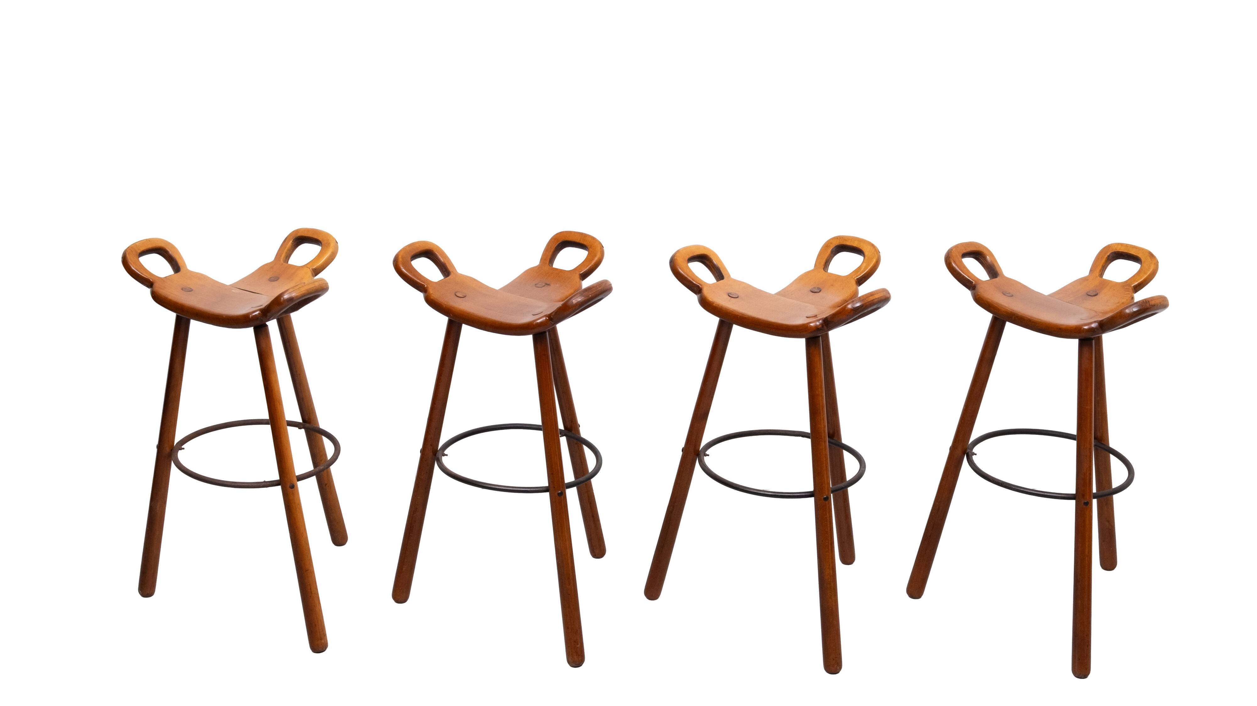 'Marbella' Bar stools by Sergio Rodrigues for Confonorm Spain 1970s