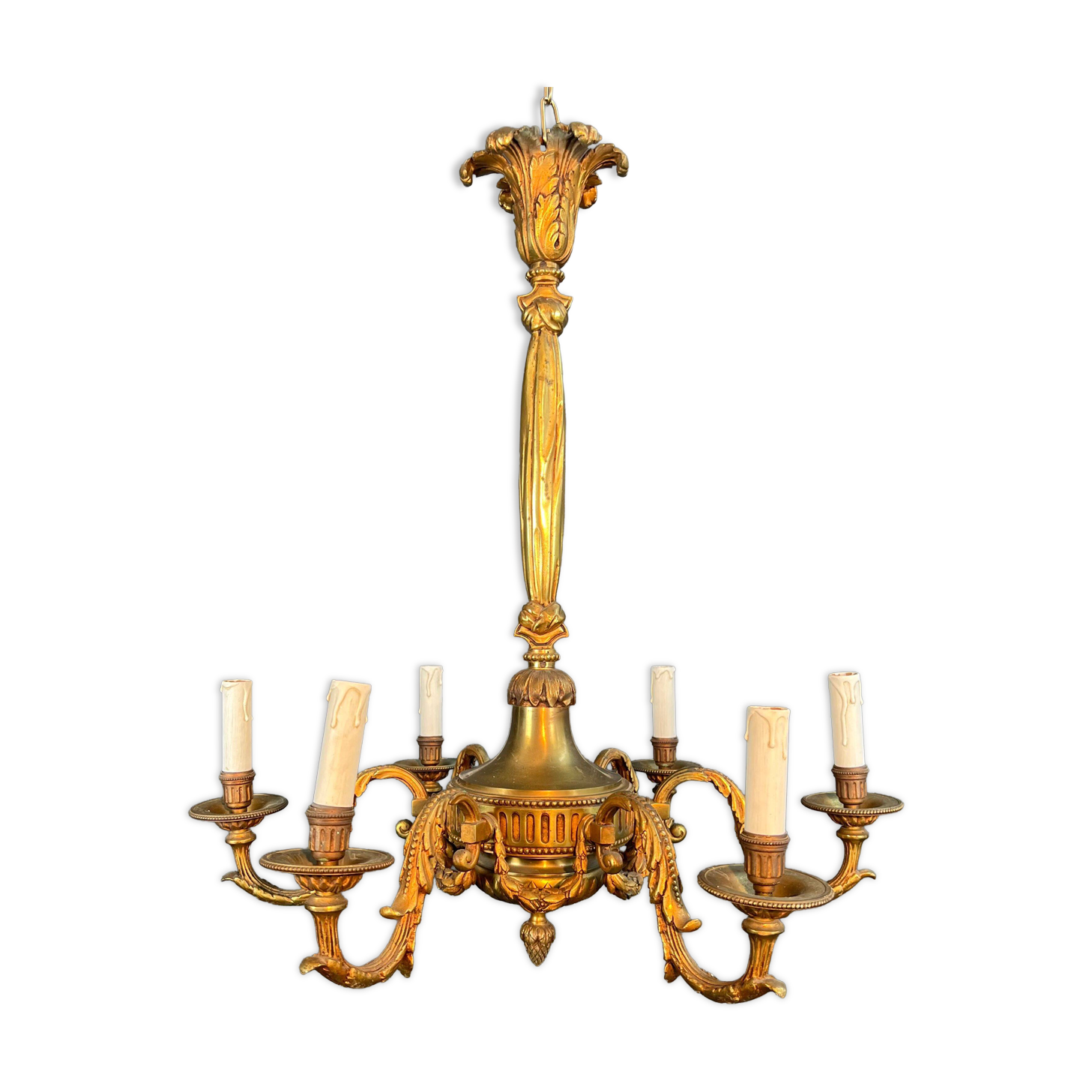 Bronze chandelier in Louis XVI style with 6 arms.
