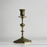 Carved brass candlestick holder