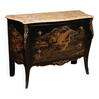 Commode laquée chinoise avec plateau en marbre