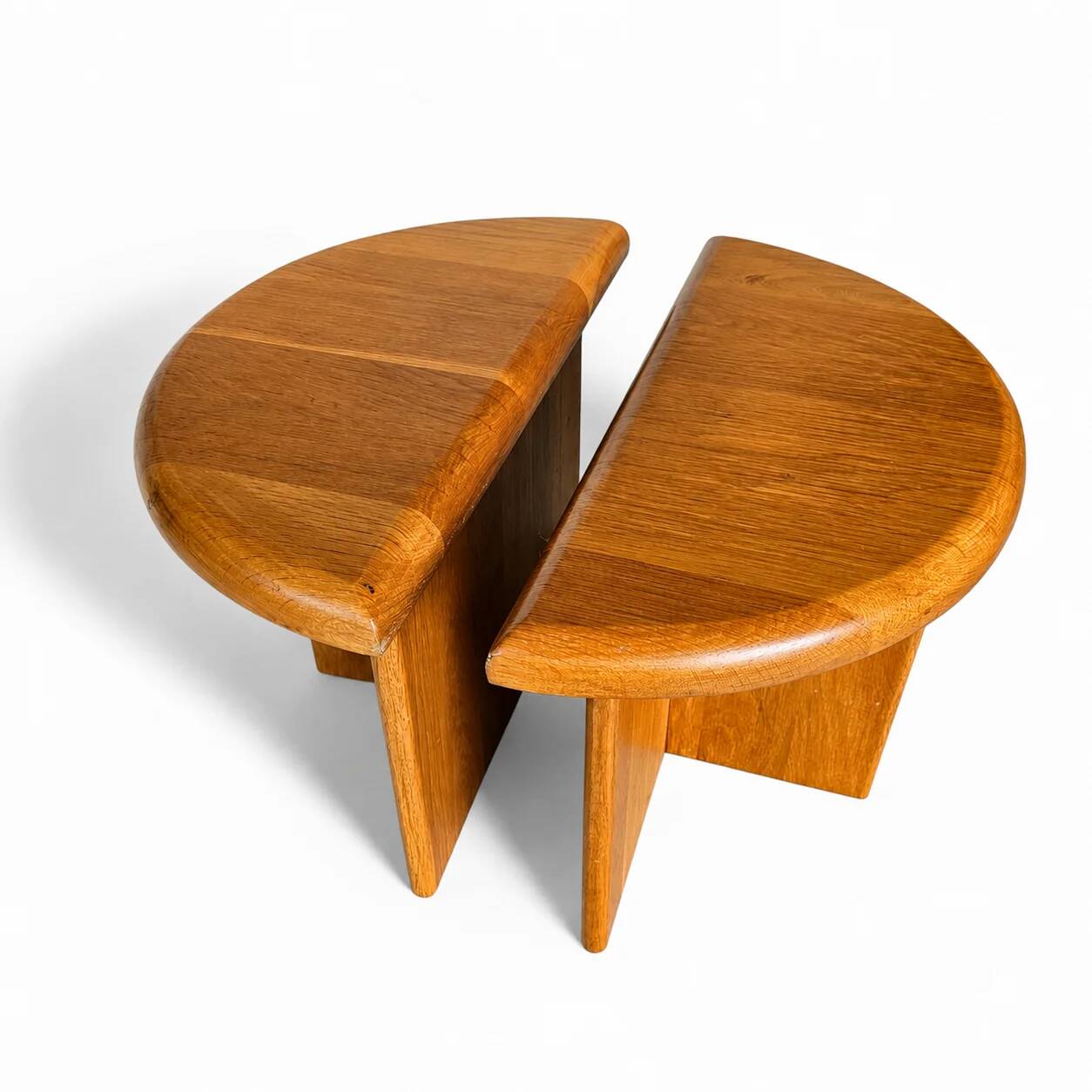 Solid oak matching side / coffee tables / 1970s