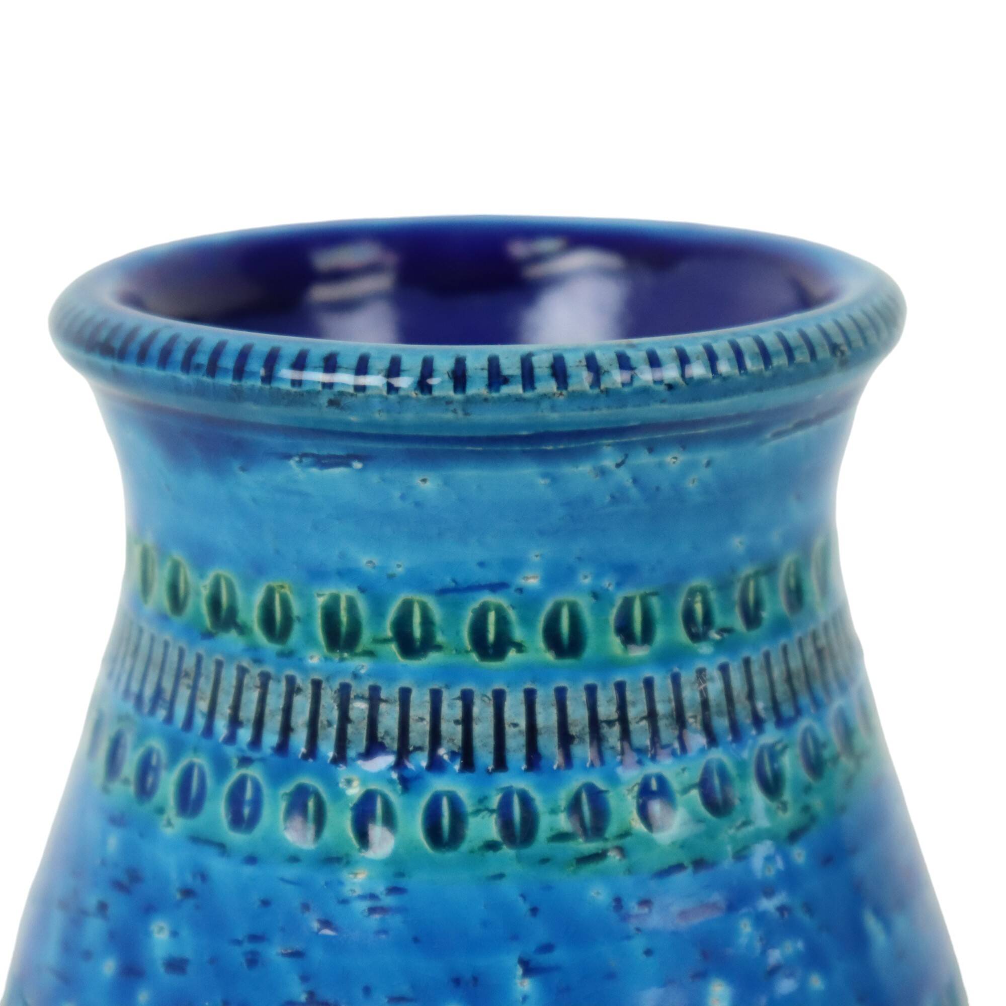 Vintage Blue Bitossi Vase Rimini Blue Aldo Londi Design Sixties