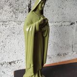 Ancient statue of Saint Thérèse of Lisieux – patinated olive green plaster