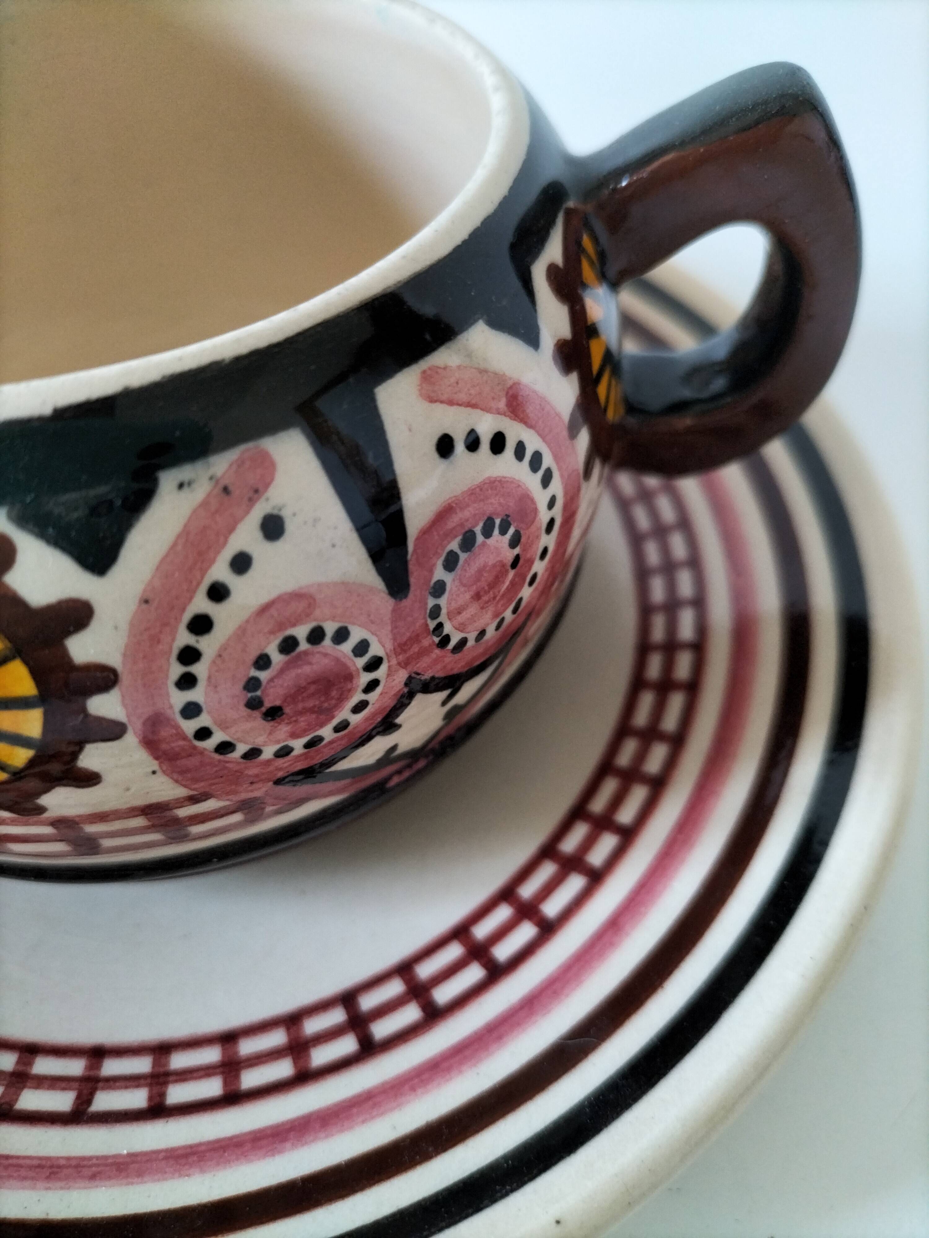 Cup and saucer Paul Fouillen – Quimper – 1950s