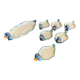Plate + 6 Duck-Shaped Foie Gras Service Plates, Polychrome Ceramic