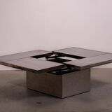 Table basse Belgo en métal brossé chromé