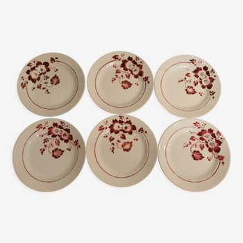 Asiettes à dessert 6 anciennes ceramique Saint Amand