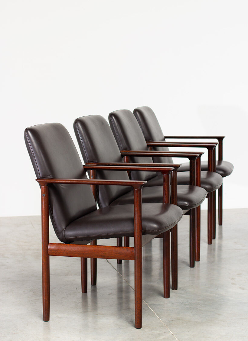Set of 4 danish leather armchairs 1960