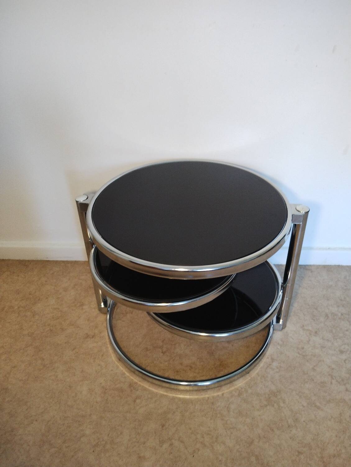 Metal and smoked glass coffee table, 1970