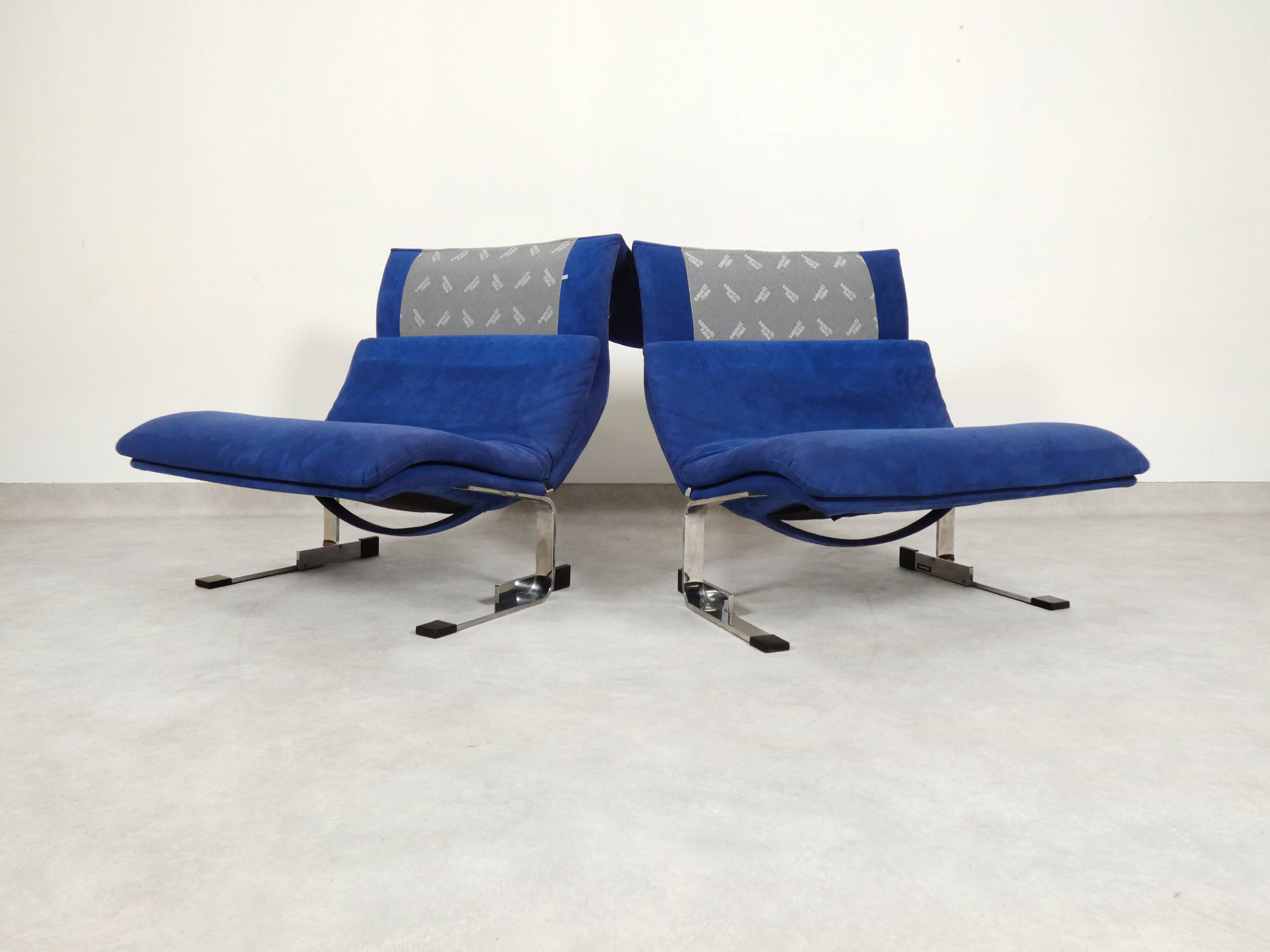 Chaises Saporiti Onda - daim bleu