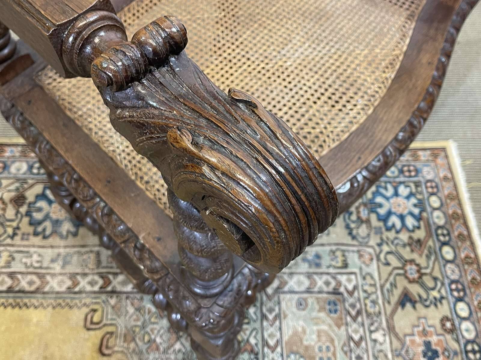 Louis XIII style armchair in oak - early 20th century