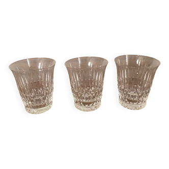 3 DAUM cut crystal glasses