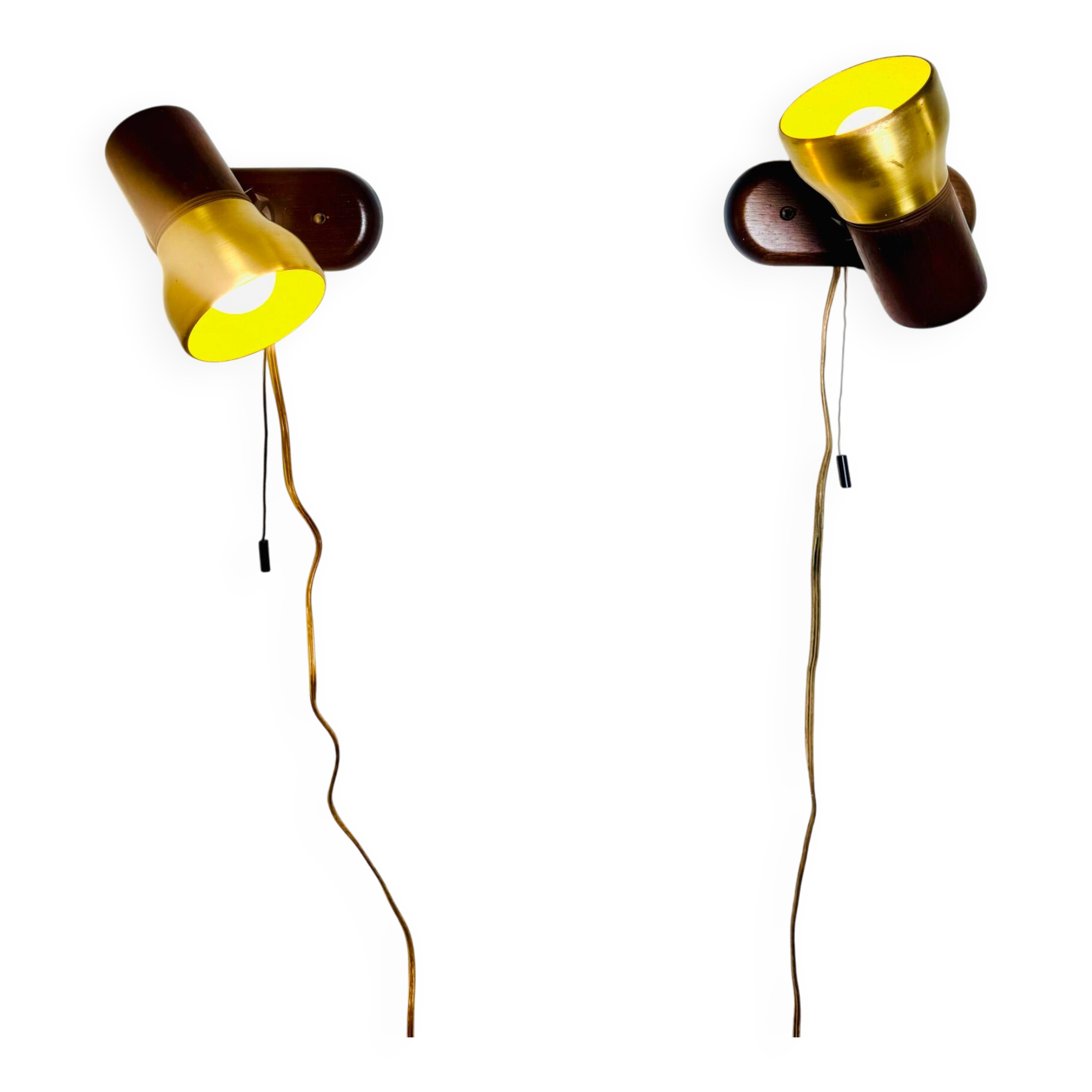 Brass And Amfrosia Wall Lamps By Temde Leuchten, Switzerland 1960S