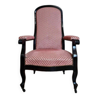 Fauteuil voltaire en bois laqué noir époque Napoléon III