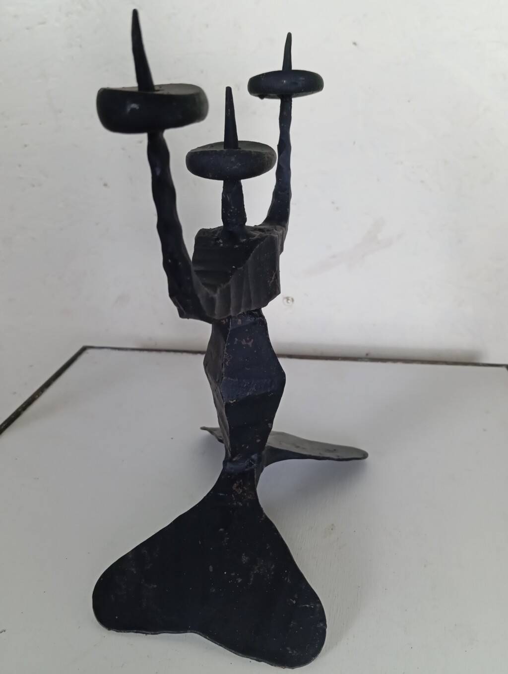Shabbat candlestick by David Palombo in forged metal