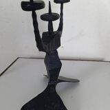 Shabbat candlestick by David Palombo in forged metal