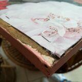 Miroir ancien bois peint en vieux rose 28x35cm